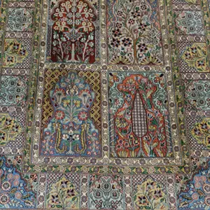 Kaschmir Seide Felderteppich-Handgeknüpft ca. 95x161cm